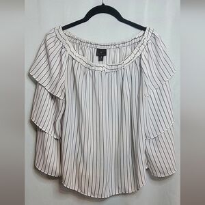 Elegant Off-Shoulder Striped Blouse